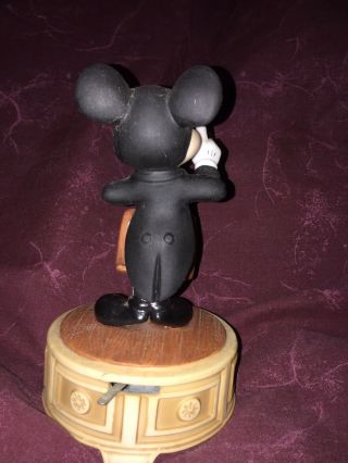 Rare Vintage Disney Mickey Mouse Conductor Music Box Ceramic Porcelain Figurine 3
