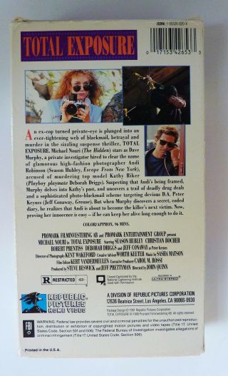 Total Exposure VHS 1990 Michael Nouri Season Hubley Jeff Conaway Rare OOP No DVD 2