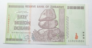 Rare 2008 50 Trillion Dollar - Zimbabwe - Uncirculated Note - 100 Series 710
