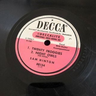 RARE 1953 SAM HINTON THE CROW SONG 20 FROGGIES 10 