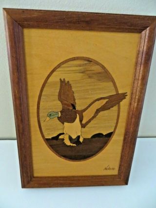 Hudson River Inlay wood marquetry picture flying duck Jeffrey Nelson rare 2