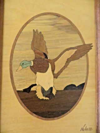 Hudson River Inlay wood marquetry picture flying duck Jeffrey Nelson rare 5