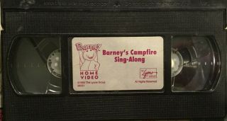 Barney Barneys Campfire Sing Along Vhs Tape Rare Paper Sticker Label No Sleeve