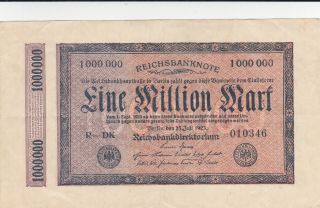 1 Million Mark Extra Fine Crispy Banknote From Germany 1923 Pick - 93 Rare