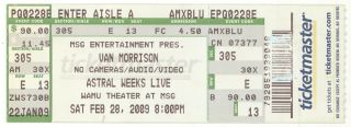 Rare Van Morrison 2/28/09 Astral Weeks Live Nyc Ny Msg Concert Ticket