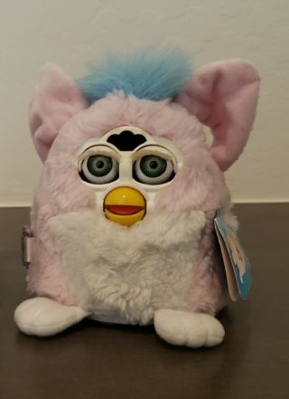 Rare Furby Baby (1998) Light Pink With Blue Top Notch And Tail