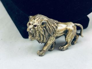 Vtg.  Rare Marked Lind Gal Antique Gold Tone King Of The Jungle Lion Brooch