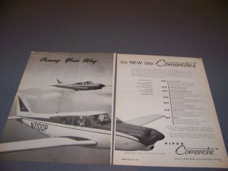 Vintage.  1961 Piper Comanche.  2 - Page Sales Ad.  Rare (657j)