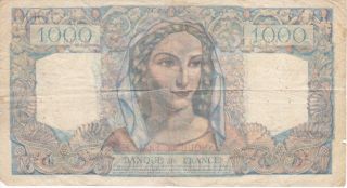 VERY RARE BANKNOTE FRANCE 1000 FRANCS YEAR 1946 MINERVE DIFFICULT 2