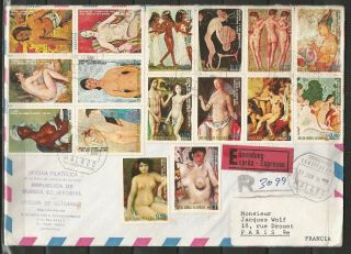 Paraguay 1976 Paintig Art Nude Posted To France (16 V. ) F.  D.  C.  //super Rare//
