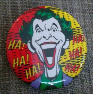 Vintage 1989 Batman Joker D.  C.  Comics Collectible Button Pin Rare Authentic
