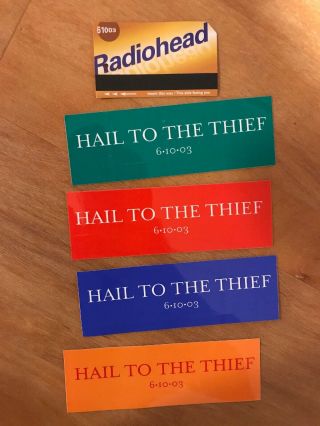 Rare Radiohead 4 Hail To The Theif Kid A Promo Stickers,  Metro Card