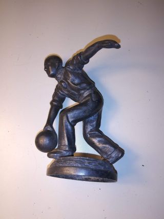 Rare Cast Metal Large Vintage Bowling Trophy Topper