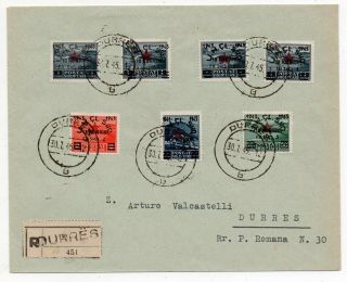 1945 Albania Reg Cover,  2 Years Of Army Full Set,  Durres Cancel,  Rare