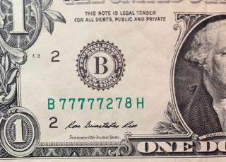 2013 B Series $1 One Dollar Bill Fancy Trinary Six Of A Kind Rare Note Frn Cool