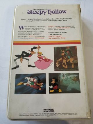 Walt Disney Sleepy Hollow 1983 75VS VHS White Clam Rare Home Video 2