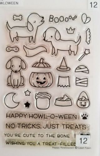 Lawn Fawn " Happy Howloween " Clear Acrylic Stamp Set - Rare Hard To Find