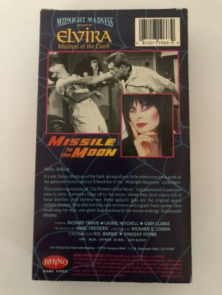 Missile To The Moon Midnight Madness Hosted by Elvira Rare & OOP Rhino Video VHS 5