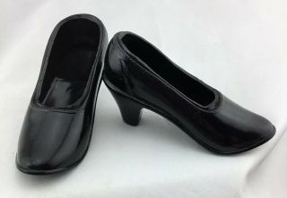 Vintage Fashion Large 4” Black Doll High Heel Shoes Plastic Rubber Vinyl Rare