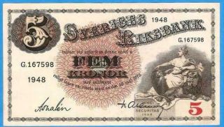 Sveriges 5 Kronor 1948 Rare Series 167598