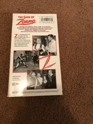 Disney - The Sign Of Zorro VHS (Slip Cover) Rare 3