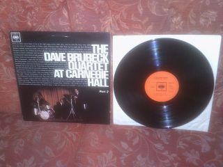 The Dave Brubeck Quartet At Carnegie Hall Part 2 Rare 1963 1st Uk Cbs Sbpg 62156