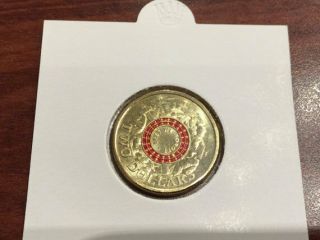 Rare 2015 Australian Red Anzac Centenary Of Ww1 2 Dollar Coin Lest We Forget