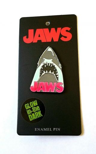 Rare Glow In The Dark Jaws Metal Pin - Steven Spielberg Enamel Horror Shark