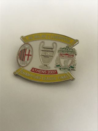 Very Rare Ac Milan V Liverpool 2007 Champions League Final Athens Enamel Badge