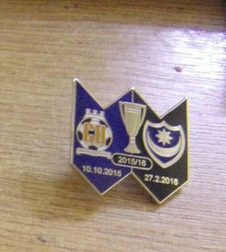 Cambridge United Portsmouth Ultra Rare Blue/black Coloured 2015/16 Badge