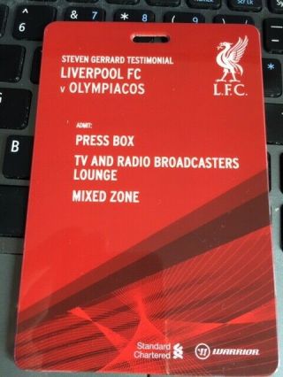 Rare: Liverpool V Olympiacos Steven Gerrard Test 2013 Laminate Press Ticket