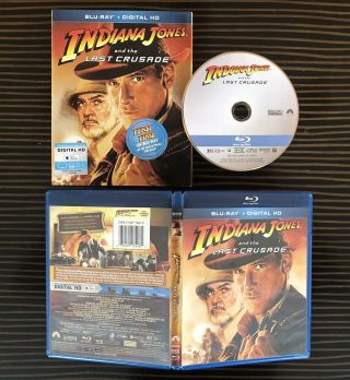 Indiana Jones And The Last Crusade Blu - Ray Disc 2013 Rare Slipcover Slip Cover