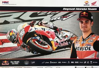 Dani Pedrosa Un Signed Repsol Honda 2016 Poster Motogp Very Rare.