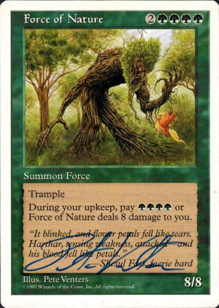 Mtg Force Of Nature 5th Edition Rare Signed By Artist Pete Venters Nm W/