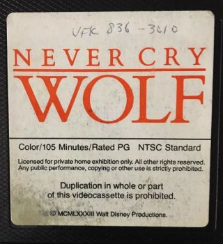 Vintage 1980’s Never Cry Wolf Betamax Cassette Movie Beta Video RARE 5