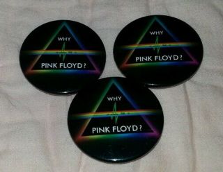 Why Pink Floyd ? Button Pin Badge Set Of 3 Dark Side Of The Moon Rare Promo