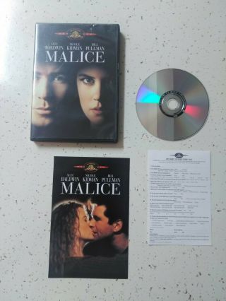 Malice (dvd,  1993,  Widescreen) Alec Baldwin,  Nicole Kidman.  Rare Oop.