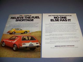 Vintage.  1974 American Motors Gremlin.  2 - Page Color Sales Ad.  Rare (902t)