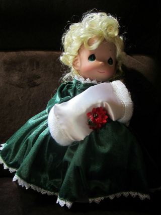 Rare Christmas Name Your Own Doll Precious Moments Girl In Dress With Muff