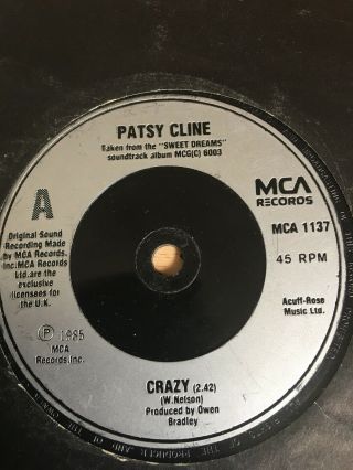 Patsy Cline - Crazy / Walking After Midnight 1985 45rpm 7 " Single Rare