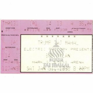 Bob Dylan Concert Ticket Stub Atlantic City Nj 1/31/98 Trump Taj Mahal Rare