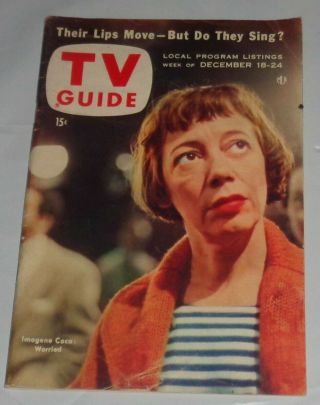 Rare Tv Guide December 18,  1954 Imogene Coca Joyce Randolph Vg Cond No Label