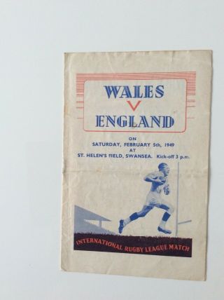 Wales V England 05.  02.  1949 Rare International Played At Swansea - Wales