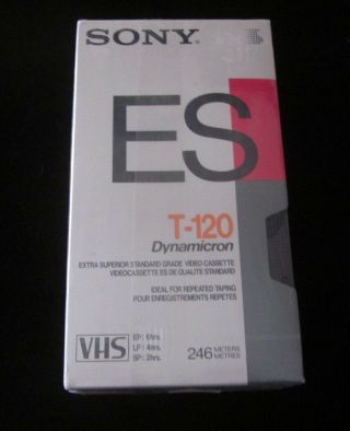 Sony T - 120 Es Pack Of 2 Factory Blank Vhs Video Tapes Dynamicron Nos Rare