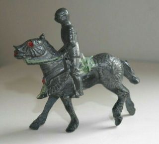 Vintage Russian Hollow Cast Lead Knight On Armoured Horse Very Rare Toy E489