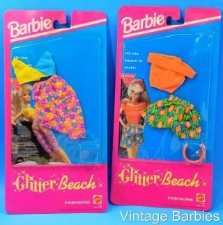 (2) Rare Barbie Doll Glitter Beach Outfit 7778 & 7780 Nrfp Vintage 1992