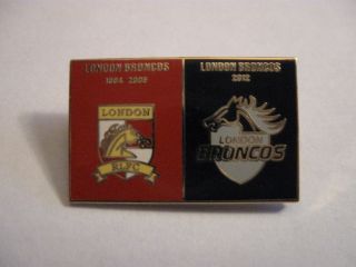 Rare Old London Broncos Rugby League Football Club Oblong Enamel Broochpin Badge