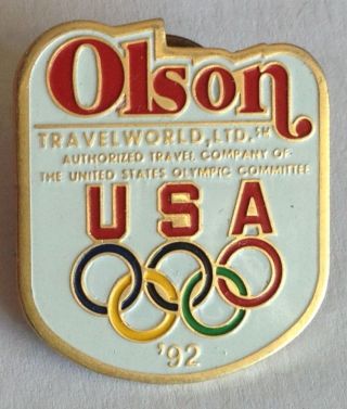 Olson Travelworld Advertising Usa Olympic Team 1992 Pin Badge Rare Vintage (f3)