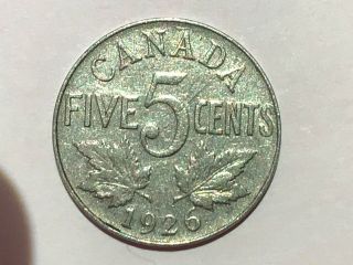 1926 Near 6 One Canada Five Cents Nickel (rare) Vg Circulated George V 306
