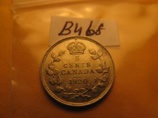 1920 Canada Rare Five Cent Coin ID B468. 2